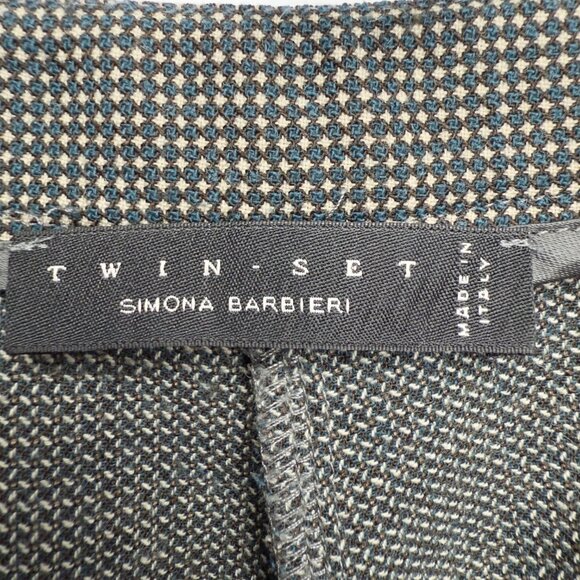 TWIN-SET Simona Barbieri 44% Wool Fall Micro Check Cuffed Ankle Trousers Sz S - Picture 5 of 9